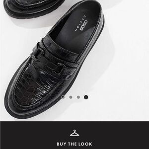 ASOS Black Croc-Embossed Loafers